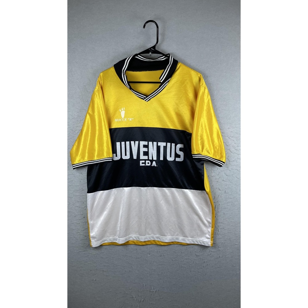 Juventus Jersey Mens XL Yellow Black White Serie A Soccer Shiny Number 3 Mocce R